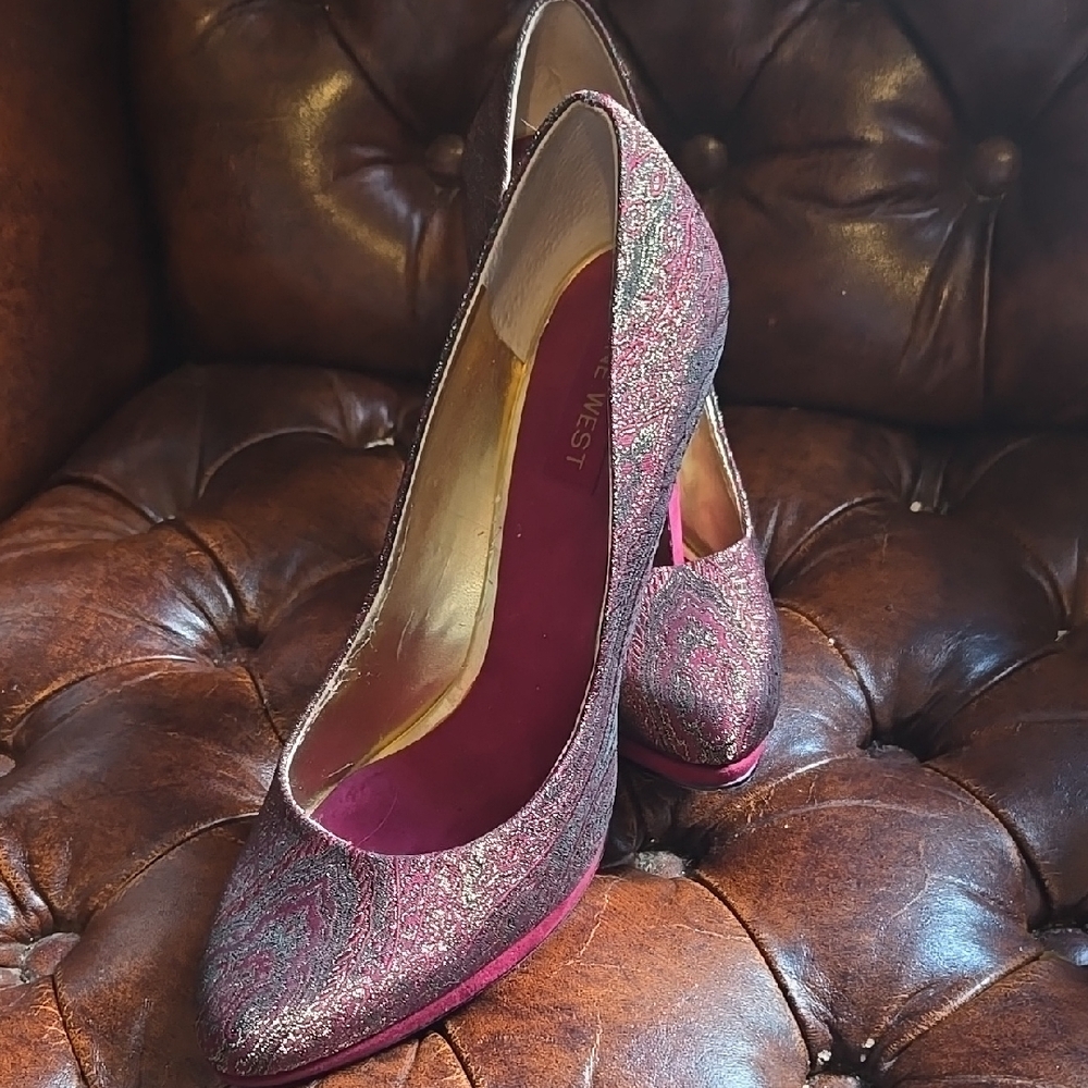 Glamorous Pink High Heels with Glittery Finish